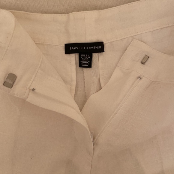 Saks Fifth Avenue White Linen shorts size 2 - Picture 4 of 4